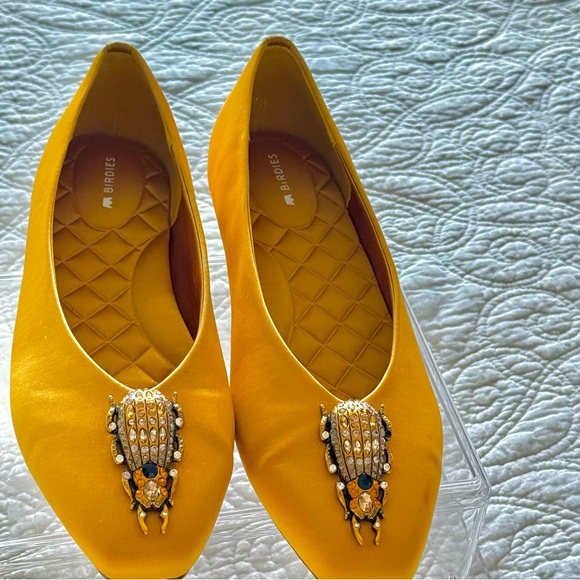 Birdies Shoes - Birdies Satin Flats with Jeweled Beetle